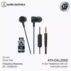 Audio Technica ATH-CKL220iS In-Ear Headphone with Mic - Black