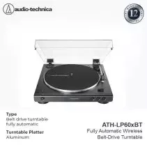 Audio-Technica AT-LP60XBT Wireless Belt-Drive Stereo Turntable - Black